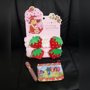 Strawberry shortcake Spa Hair Band, lip gloss and coin purse bundle
